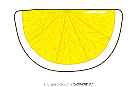 Lemon, citrus fruit slice, wedge hand drawn illustration, isolated vector. Line art style design. Summer clip art, seasonal element, print. Cocktail garnish, beach bar, pool party