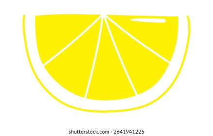 Lemon, citrus fruit slice, wedge hand drawn illustration, isolated vector. Flat style design. Summer clip art, seasonal element, print. Cocktail garnish, beach bar, pool party