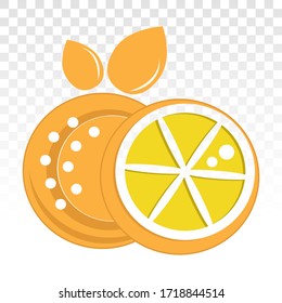 Lemon citrus half slice or Citric acid flat icons on a transparent background