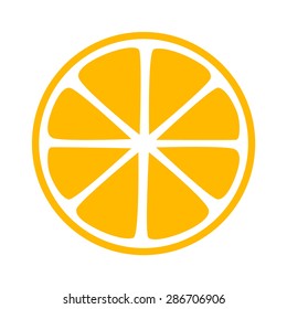 Lemon citrus half slice or cross section flat vector icon for apps and websites