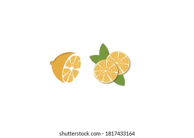 Lemon Citrus half and slice vector illustration isolated on white background