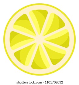 Lemon Citrus Illustration - Round lemon slice or cross section isolated on white background
