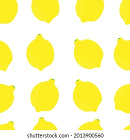 Lemon citrus juicy seamless pattern. Orange sweet yellow pattern. Bright fruit texture for printing on fabric and packaging paper on a white background.