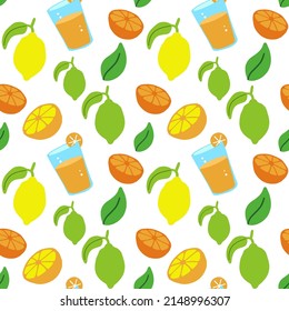 Lemon and citrus seamless pattern