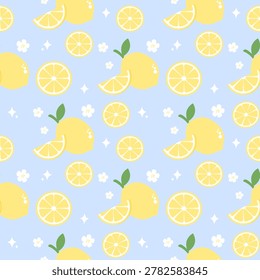 Lemon and Citrus Slice Seamless Pattern for Fabric Textile Wallpaper and Wrapping Paper Design