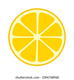 Lemon citrus split half slice or cross section flat icon for fruit apps and websites