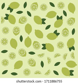 Lemon citrus vector fun seamless pattern. Lime shapes element background