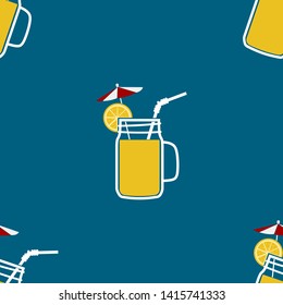 Lemon Cocktail Flat Icon Seamless Pattern Background illustration vector