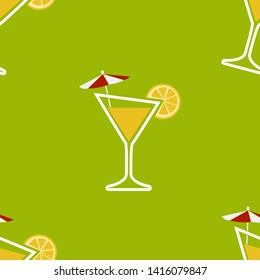 Lemon Cocktail Flat Icon Seamless Pattern Background illustration vector