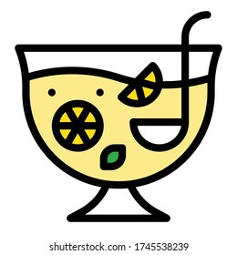 Lemon cocktail icon, Beverage filled style vector illustration