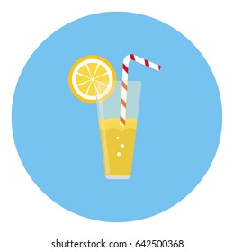 Lemon cocktail icon. Flat vector Illustration.