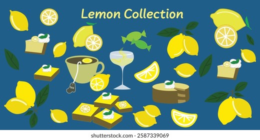 Lemon Collection features hand-drawn citrus elements, including juicy lemons, lemon slices, leaves, and branches. Perfect for summer designs, kitchen decor, product packaging, invitations, branding