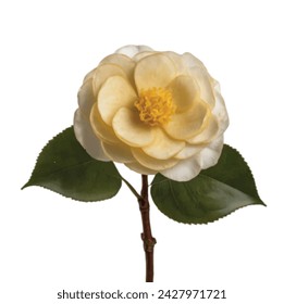 Lemon color Camellia flower vector artwork 
