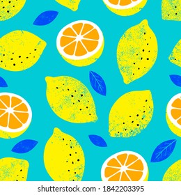 Lemon Seamless Pattern Trendy Summer Background Stock Vector (Royalty ...