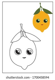 lemon coloring book page for kids