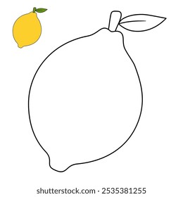Lemon coloring pages for kids. Trace and color Lemon. Lemon line art vector for coloring books isolated on white background. Kindergarten and preschool worksheets printable for kids. 