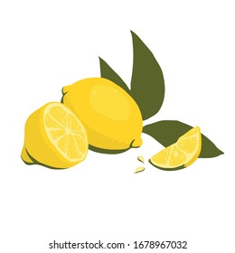 Lemon composition with leaves isolated