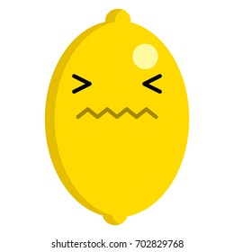 Lemon confounded face emoji vector illustration. Flat style design. Colorful graphics