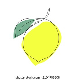 Lemon. Continuous one line drawing.