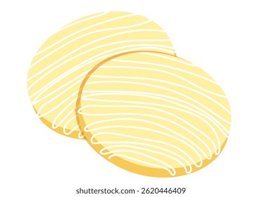 Lemon cookies with cream. Cartoon, vector style. Lemon dessert. Summer dessert elements. 
