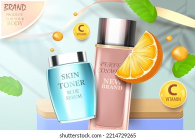 lemon cosmetic, 3d vector illustration