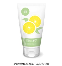 Lemon cream, white tube cosmetics mockup, 3d