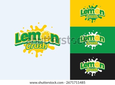 Lemon crush logo with splashes and fruit slice