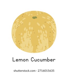 Pepino Limão Plano Desenho Animado Vetor Ilustração Isolado no Fundo Branco