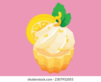 lemon cupcakes decorating vector illustration