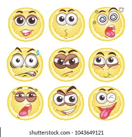 Lemon cut with different emotions illustration