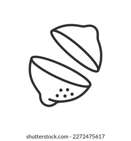 Lemon cut in half, linear icon. Line with editable stroke