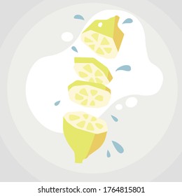 Lemon cut into four parts.