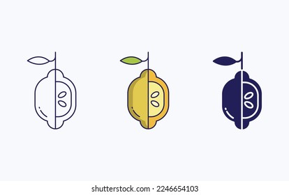 Lemon cut and sliced vector icon
