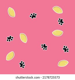 Lemon Cute Cat Paw print pattern vector aesthetic wallpaper girly