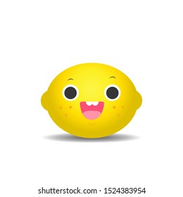lemon with cute face on white background