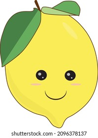 Lemon cute isolated yellow fruit citrus vector digital illustration