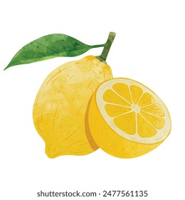 Lemon Design elements. watercolour style vector illustration.