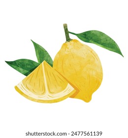 Lemon Design elements. watercolour style vector illustration.