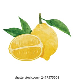 Lemon Design elements. watercolour style vector illustration.