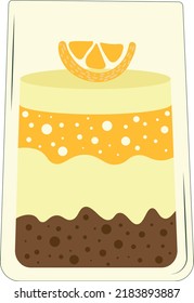 Lemon desserts vector. Illustration with yellow layered dessert