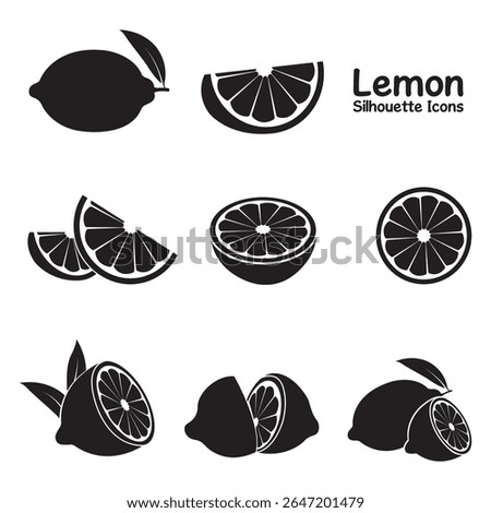 Lemon Different Styles Silhouette Vector Art. Lemon Icons And Graphics Illustration Shutter Stock