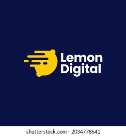lemon digital fast dash quick delivery logo vector icon illustration