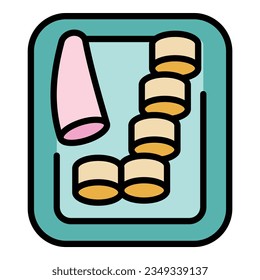 Lemon dish icon outline vector. Food peri. Meat jerk color flat