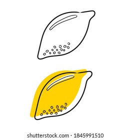 Doodle de limón al estilo doodle sobre fondo blanco. Icono vectorial aislado