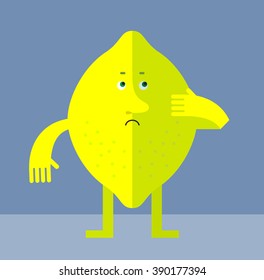 Lemon doubting. Flat style vector illustration . Funny cartoon character
