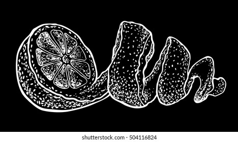 lemon drawing on chalkboard. Vector hand drawn graphic illustration.