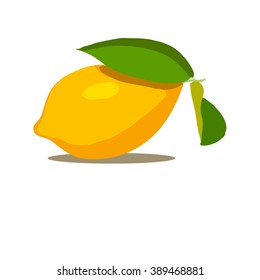 Lemon drawn on a white background. Vector drawing of fruits. Abstract spots. Colored lemons.
