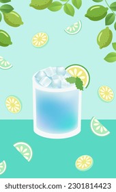 Lemon drink advertising poster design banner with jasmine flowers and lemon branch, Summer sale, post template.