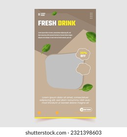 Lemon drink can with crystal ice cubes, Fresh lemon soda drink, citrus fruit juice can in ice cubes splash, vector product ad background, ice lemon tea beverage