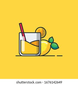 Lemon Drink Icon Design Illustrations Cartoon Style Suitable eb Landing Page, Banner, Flyer, Sticker, Wallpaper, Background